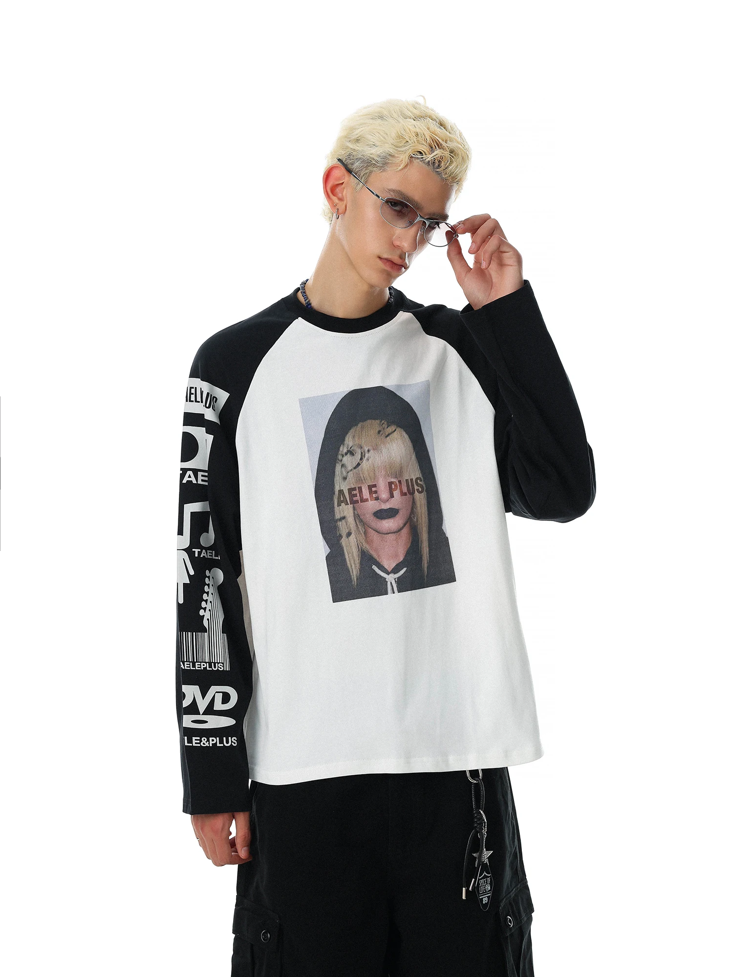American Hip Hop Style Long Sleeve T-Shirt Men Loose Street Fashion Base Shirt round Neck Cotton Non Ironed Standard Fit