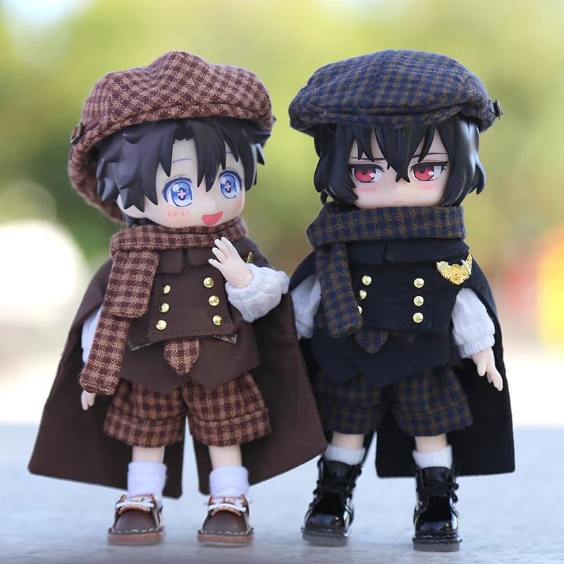 OB11 Doll Clothes British Style Retro Cape Hat Scarf Shirt Vest Jacket Coat Socks  for GSC, YMY Body, UFdoll, 1/12bjd, Obitsu11