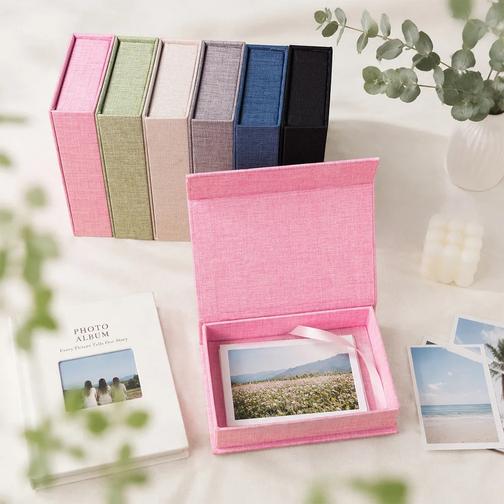 Linen Fabric Keepsake Storage Box, Multi-Purpose Organizer for Photos Jewelry Tickets Cards Travel Memory Gift Box