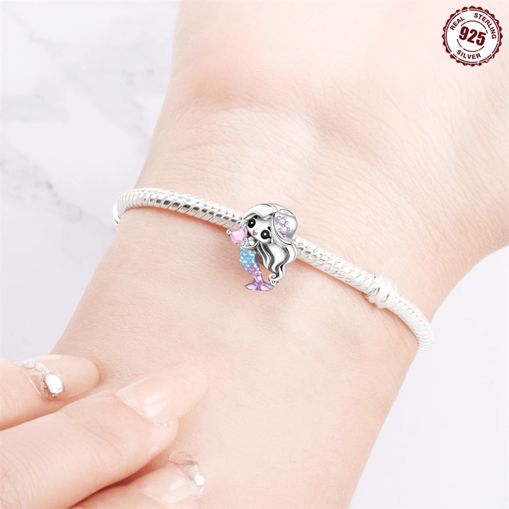 Little Mermaid Beads Charm Fit Silver Plated Original Bracelet for Jewelry Making