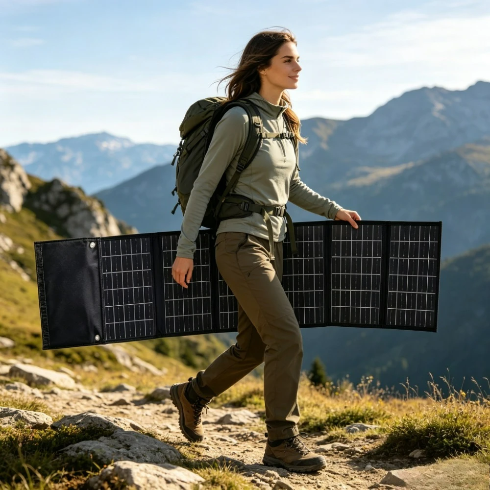 50W 90W Portable Foldable ETFE Solar Charger Dual USB DC Fast Charging Output Waterproof Panel For Outdoor Hiking Camping Travel