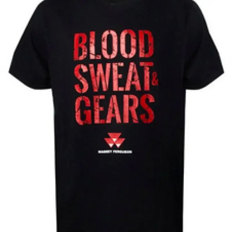 Massey Ferguson Black T-Shirt Blood, Sweat, & Gears Size M for Men Women Adults