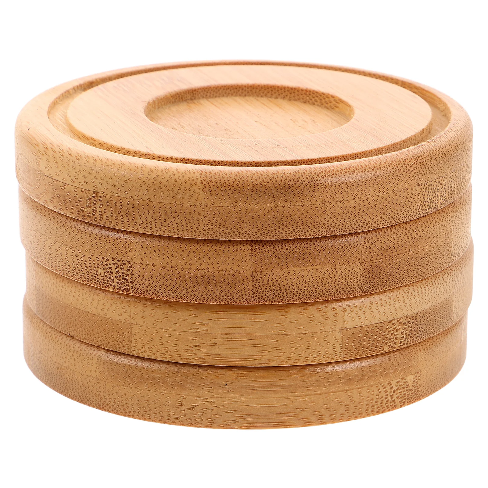 

4pcs Bamboo Plate Holder Round Tray For Pillar Candles Tealight Decor Centerpiece Serving Snack Dessert Jewelry Storage