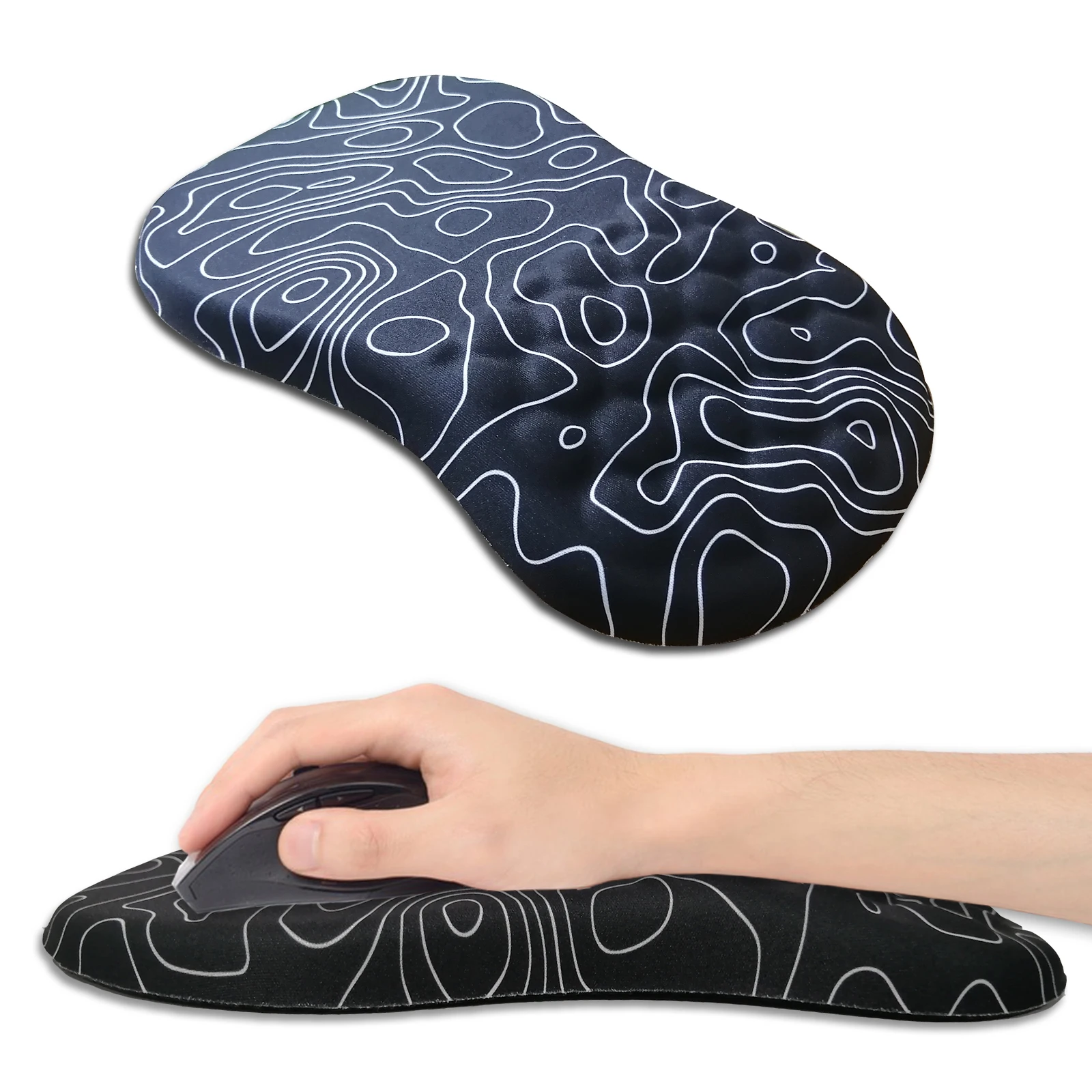 Ergonomic Mouse Pad Wrist Support with Memory Foam Massage Bulge, Carpal Tunnel Pain Relief Mousepad Wrist Rest for Mouse