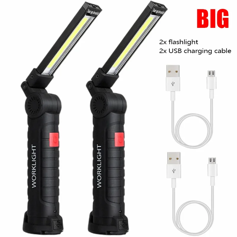 Nieuwe draagbare COB LED-zaklamp USB oplaadbare werklamp Magnetische Lanterna-hanglamp met ingebouwde batterij Campingzaklamp