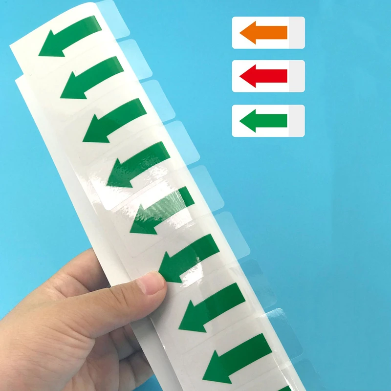 Self-Adhesive Arrow Sticker Seal Label Car Roll Film Packaging Sealing Labels 45x20mm Green Red Transparent