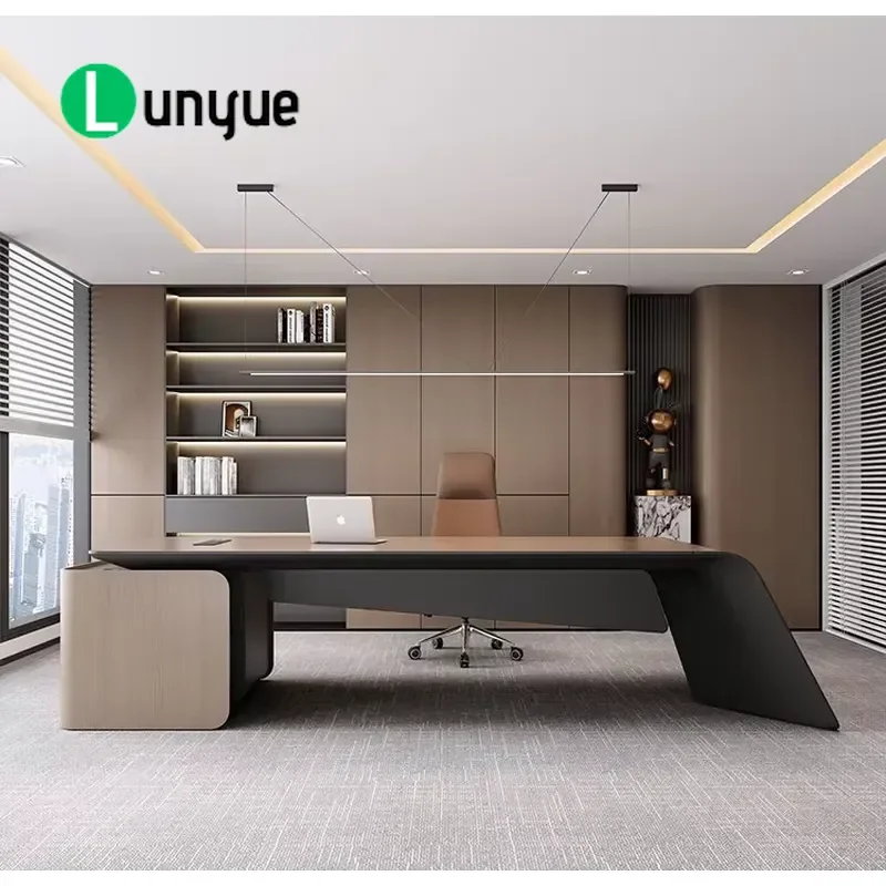Simple Art Style Executive Desk Unique Beveled Table Leg Design Large Size Manager Office Desk for Luxury Office Space
