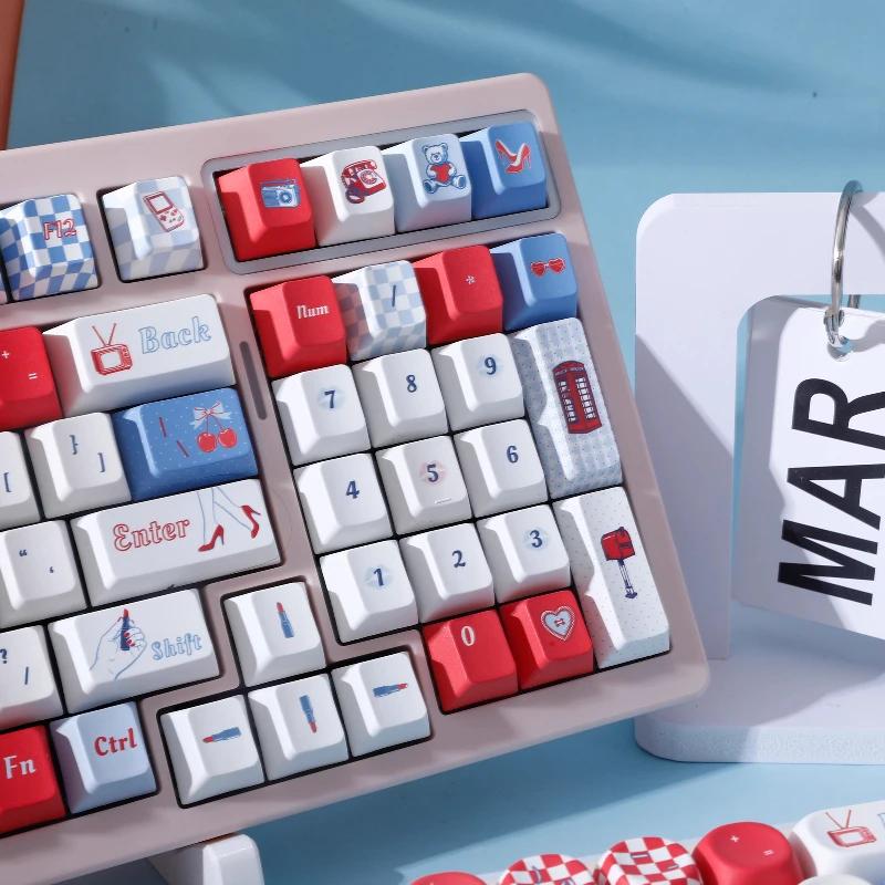 Modern Girl Keycaps Custom PBT Heat Wave Red Lip Keycap Cherry/MOA/SOA Profile Key Cap for Gamers Design Genuine Artisan Key Cap
