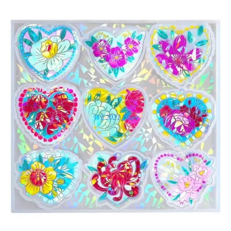 قالب سيليكون على شكل قلب G5GC لصب الإيبوكسي DIY قالب تزيين قلادة ضوء قوس قزح #3