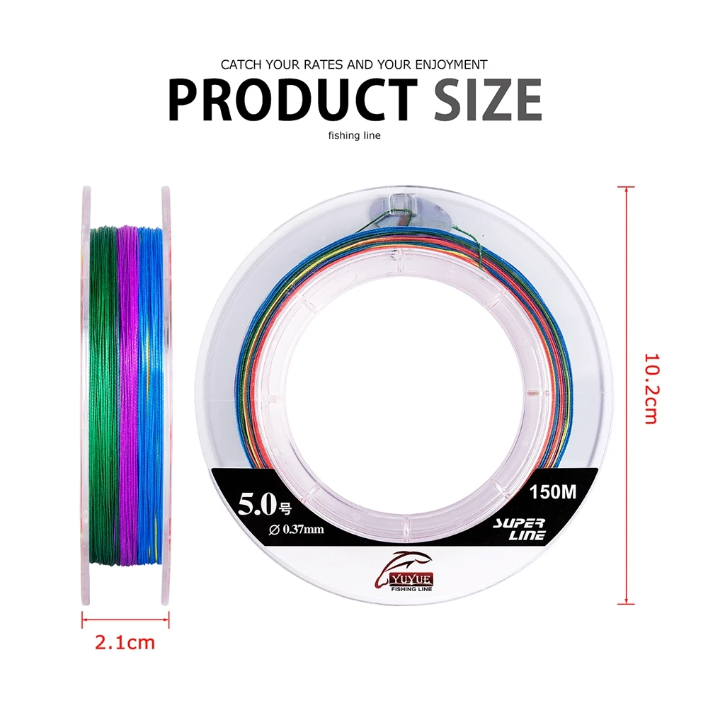 Goture Japan Fishing Lines 150M 8 Braided Multicolour Fishing Line 29-76lb PE Line High Stength for Bass Carp Fishing