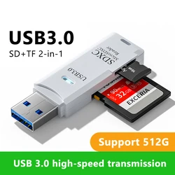 Lecteur de carte mémoire 2 en 1 USB 3.0 Micro SD TF, haute vitesse, multi-cartes, adaptateur ampa er, lecteur flash, accessoires pour ordinateur portable