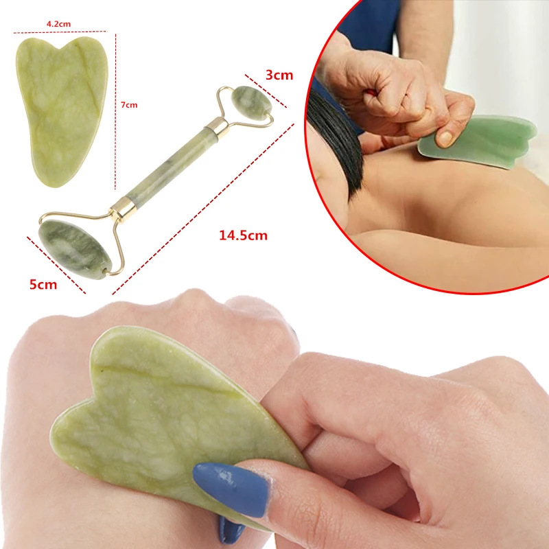 

Натуральный розовый нефритовый роликовый массажер для лица, доска Гуа Ша, нефритовый массажер для тела, соскабливание глаз, иглоукалывание, подтяжка лица