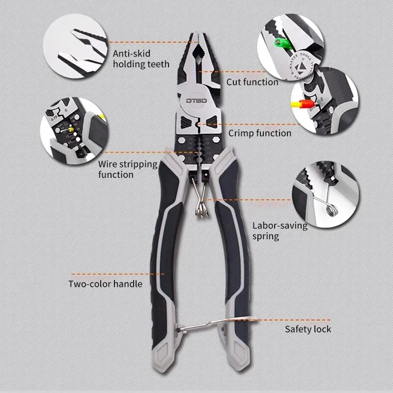 Universal Wire Cutter Diagonal Pliers Crimping Pliers Needle Nose Pliers Multifunctional Hardware Hand Tools Electrician