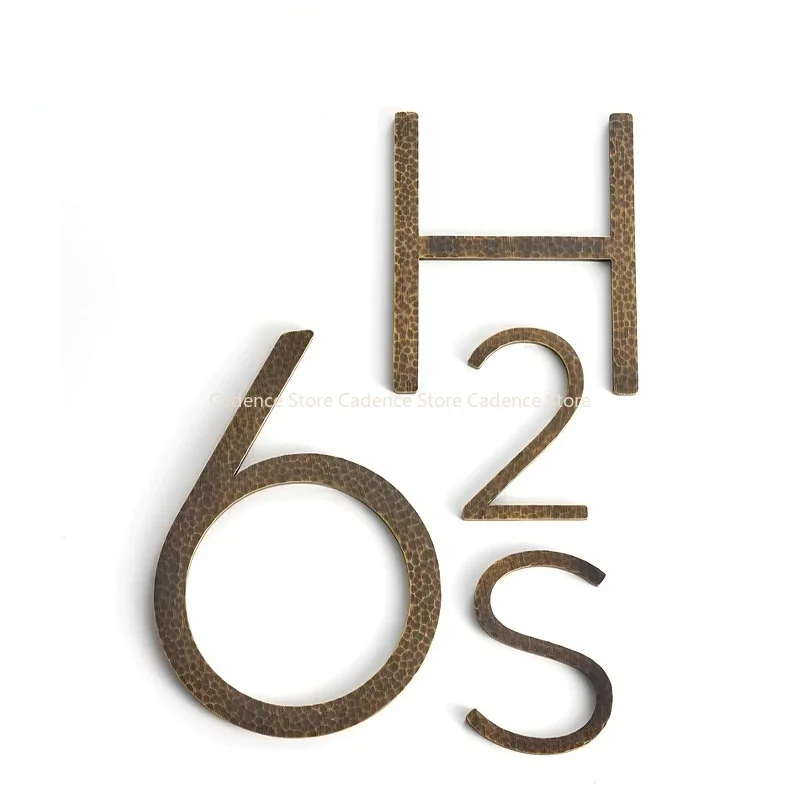 Solid Brass Hammered Antique Brass 4-12 Inches 10-30cm Big Number Letter Door House numbers High end luxury customization