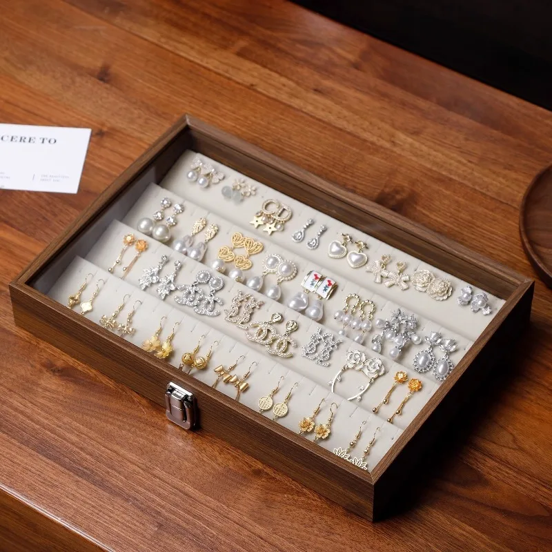 

Transparent Jewelry Displays Box Glass Earrings Showcase Cases Eardrop Jewellery Storage Case Household Earring Organizer Boxes