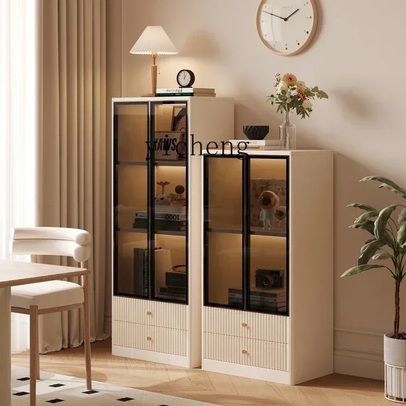 1glass wine cabinet living room wall small display cabinet floor storage cabinet