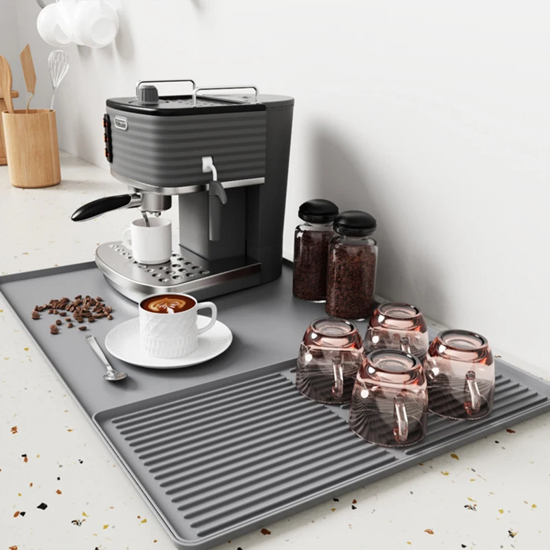 2-In-1 Silicone Coffee Mat Multi-Functional Non-Slip Bar Mat for Countertops for Mess-Free Coffee Station Setup Essential Coffee