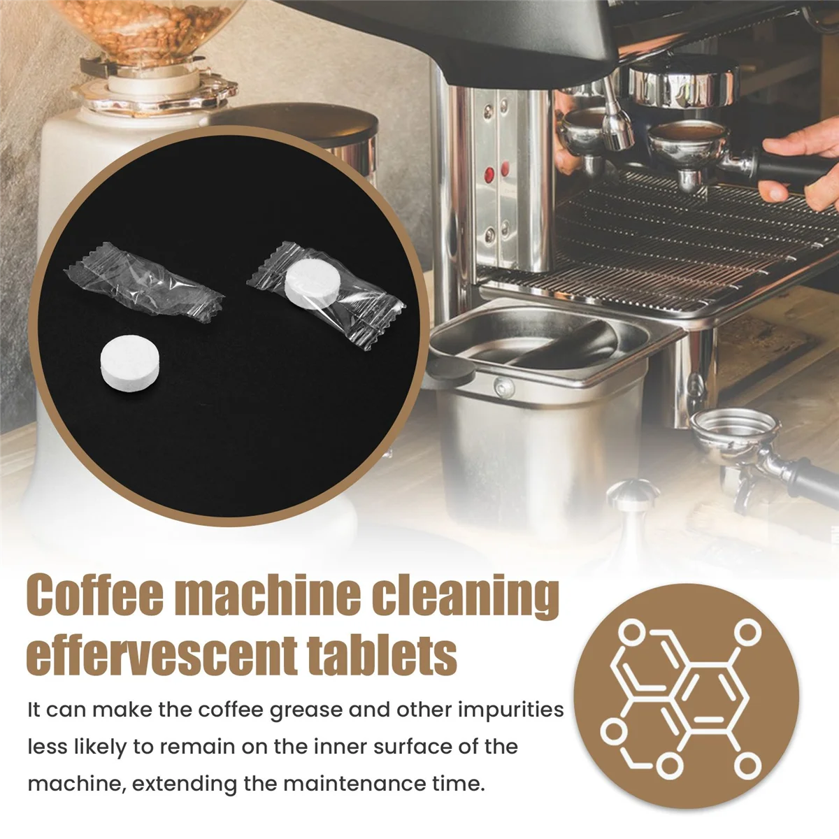 أقراص تنظيف فوارة لماكينات القهوة ، محلول عالمي لإزالة الترسبات لجميع الأنواع ، 50 صولجان