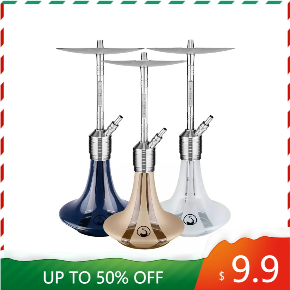 Steamulation Ultimate One Hookah Shisha Set 304 Stainless Steel With Glass Bottle Single Pipes
