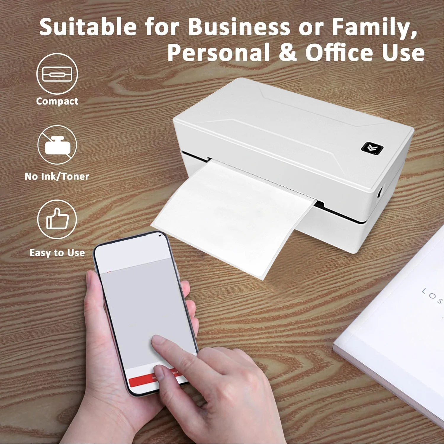 

Marklife D100 Thermal Shipping Label Printer Bluetooth Inkless Printer Thermal Printer Maker 4x6 for Small Business School Offic