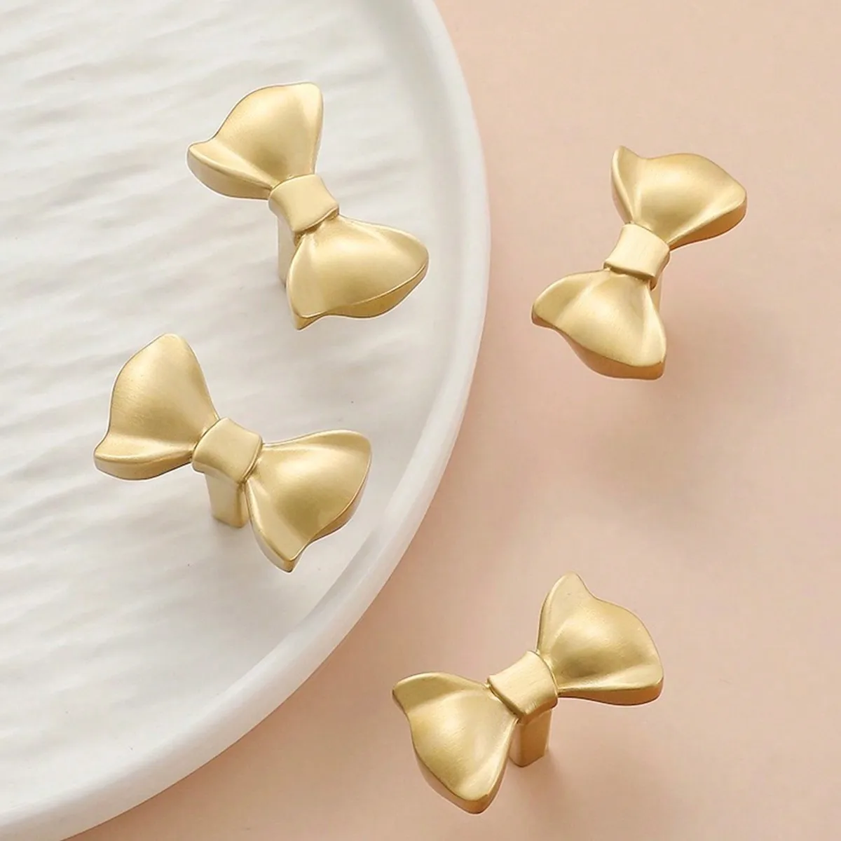 Brass Bow Drawer Pulls - Stylish Cabinet Door Handles for Home Decor Hardware Knobs and Drawer Cabinet Door Handles