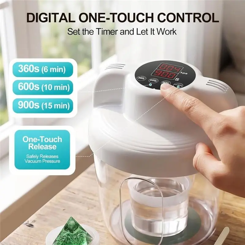 For Epoxy Resin Casting Large Clear Chamber, 97Kpa Resin Bubble Remover Vacuum Chamber With Digital Touch Control, Eu Plug