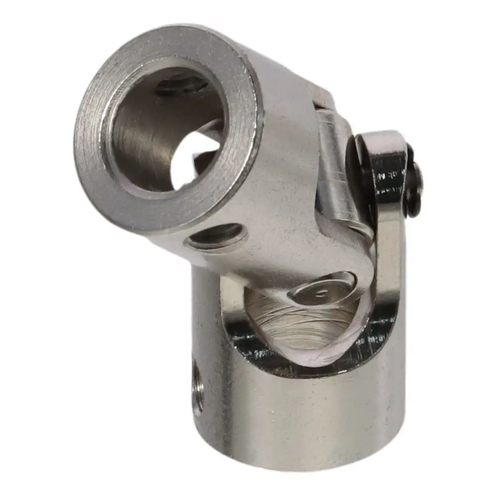 Stainless Steel U Joint Coupler 8mm To 8mm Inner Dia Brushed Nickel Steering Universal Joint Joint Coupling