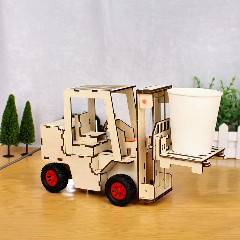 Diy Wooden Remote Control Forklift Model 3D Puzzle Science Experiment Assembly Kit Educational Stem Craft For Students