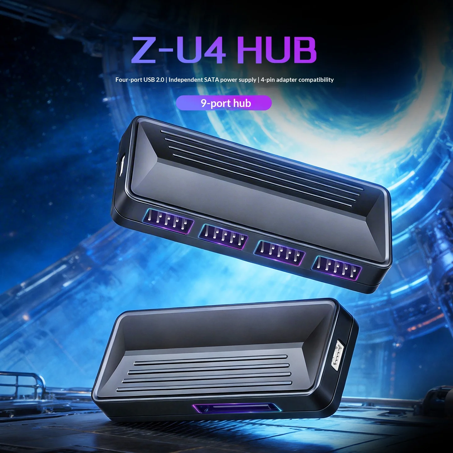 

WANJIA Z-U4 9-контактный USB-хаб на 4 порта USB 2.0 с независимым питанием SATA, совместимая конструкция с 4-контактным и 9-контактным разъемами