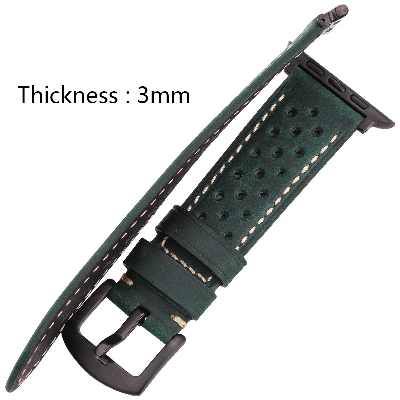 Genuine Leather Apple Watch Strap 44mm 42mm 40mm 38mm Se Series 8 7 6 5 4 3 2 1ultra Band Breathable Watchbands