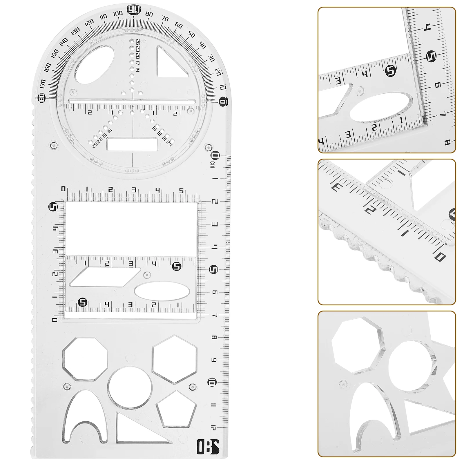 Siswa Gambar geometris Template stensil plastik mengukur penggaris Template untuk penyusunan multi-fungsi penggaris Teknik