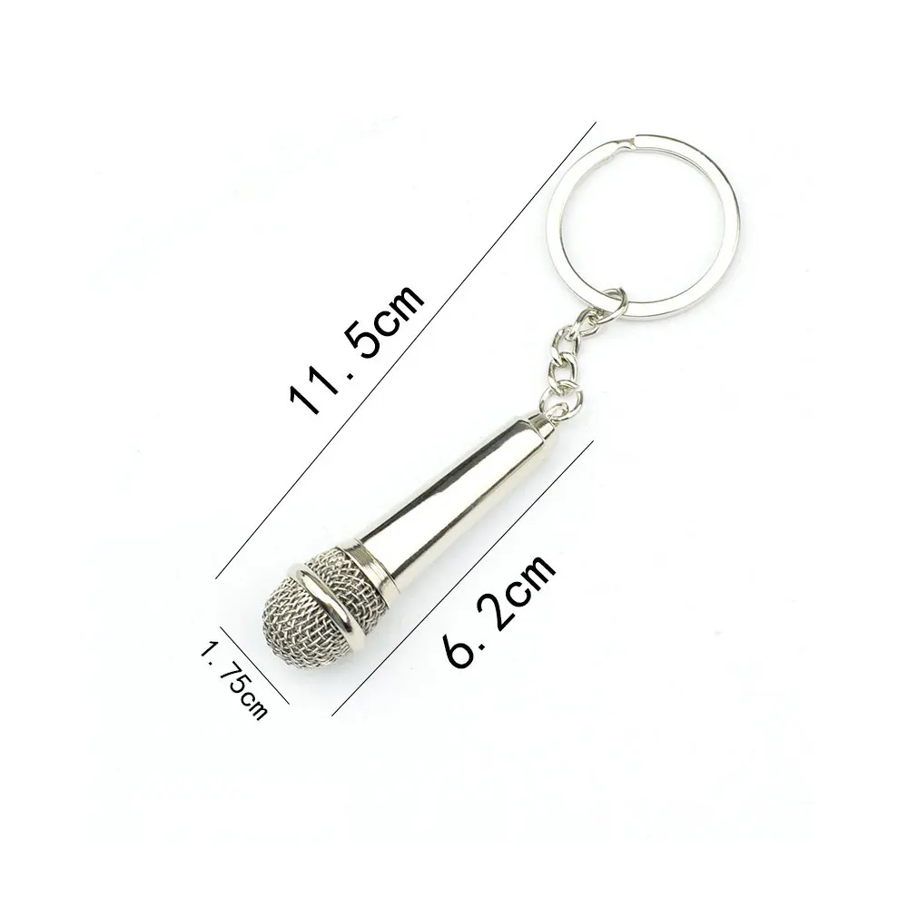 1Pc Metal Hip-hop Microphone Keychain Mini Microphone Key Ring Car Key Holder Singer Gift for Women Men Handbag Accessories