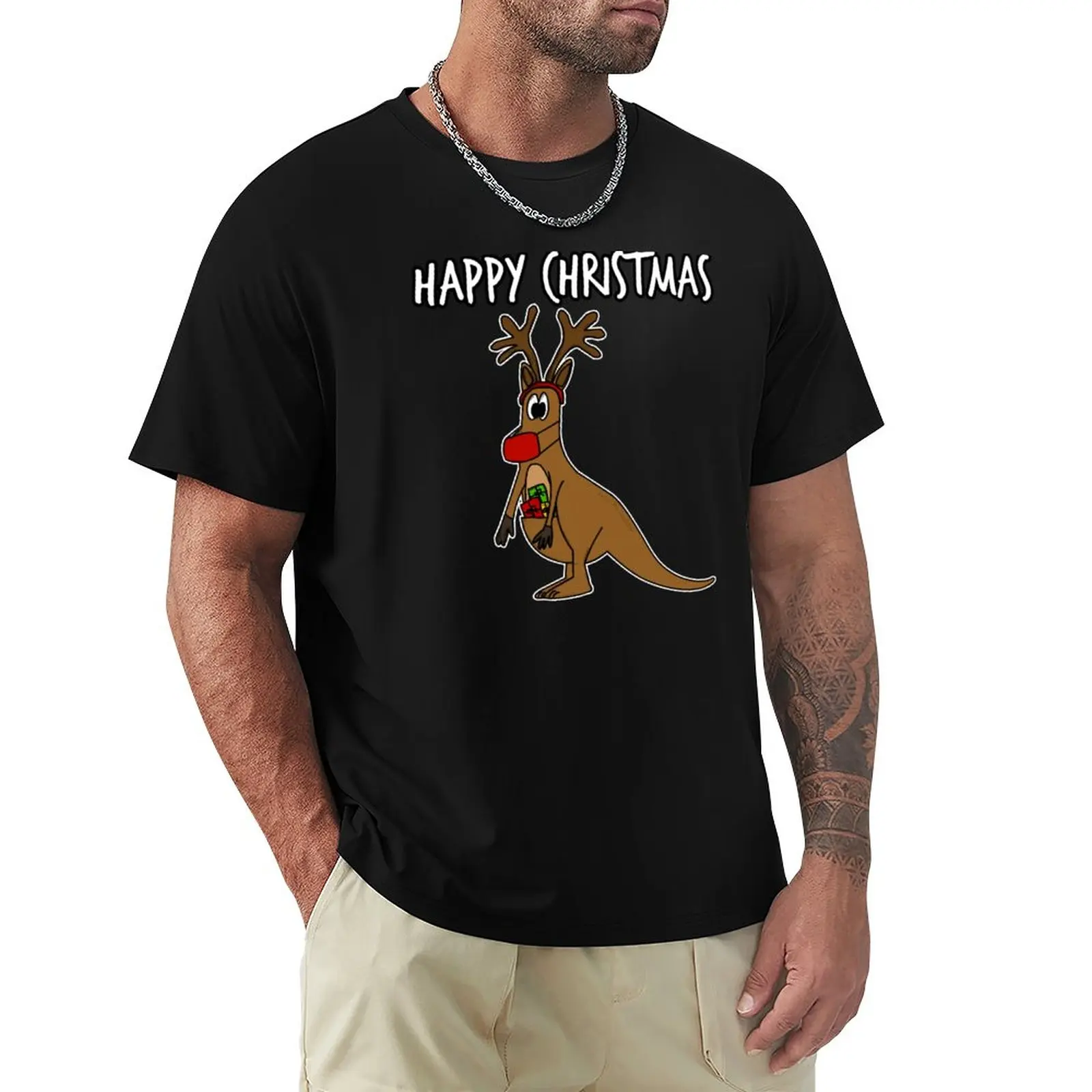 Australian Christmas 2021 Masked Kangaroo Reindeer Funny T-Shirt Tee shirt quick drying shirt mens clothing