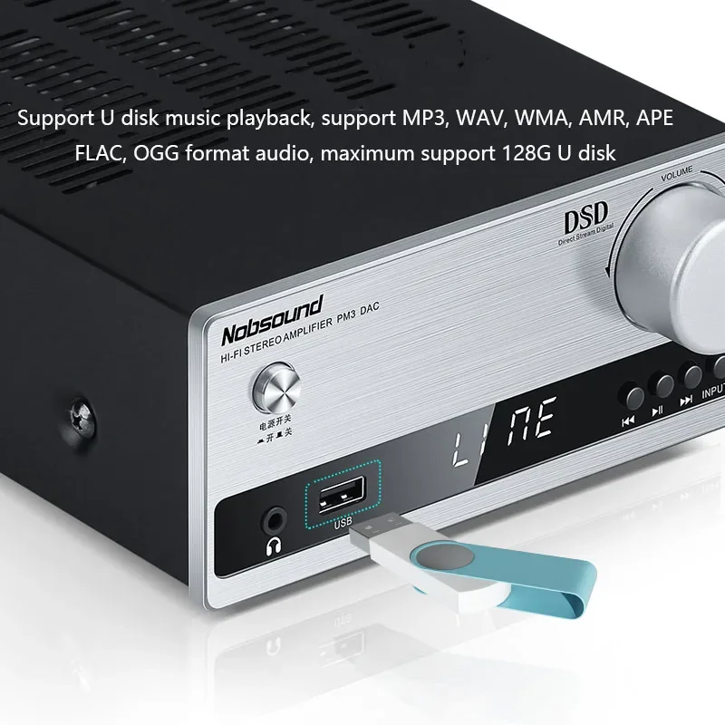 HiFi Amplifier ES9018K2M DAC DSD Lossless Decoding Digital Audio Power Amp Bass Treble Control Toroidal Transformer USB OTG