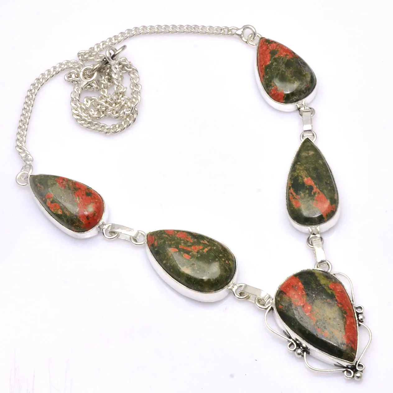 

Genuine Unakite Silvers Overlay over Copper, 49.5 cm , N4597