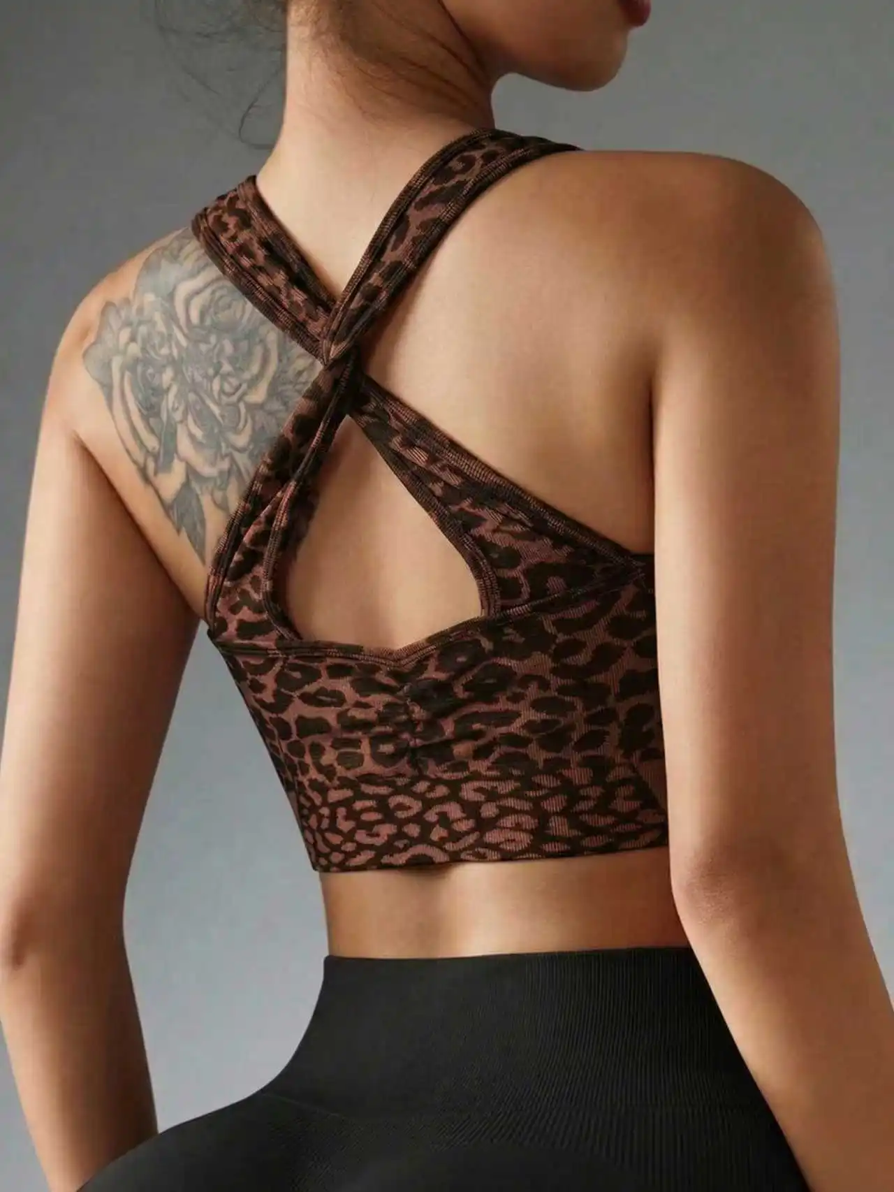 Fashion Sexy Leopard Tank Tops Women's Seamless Skinny Yoga Corset Cycling Running Fitness Crop Top Ladies Gym Sport Tracksuit