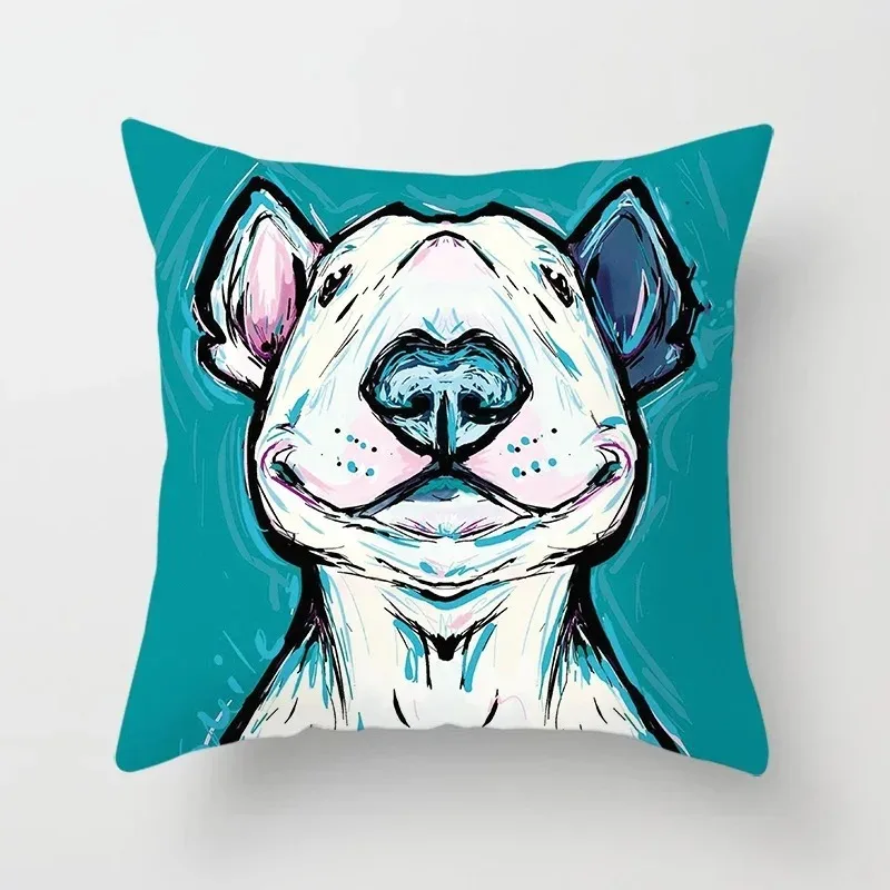 Home Decoration Cartoon Bull Terrier Series Pillow Office Decoration Pillow Bedroom Sofa Car Cushion Cover funda de almohada