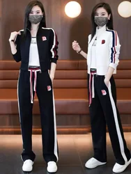 Casual Sportswear Set Women's Spring Autumn New Faion Youthful Sweatirt Wide Leg Sweatpants Two Piece Set Polyester Fiber