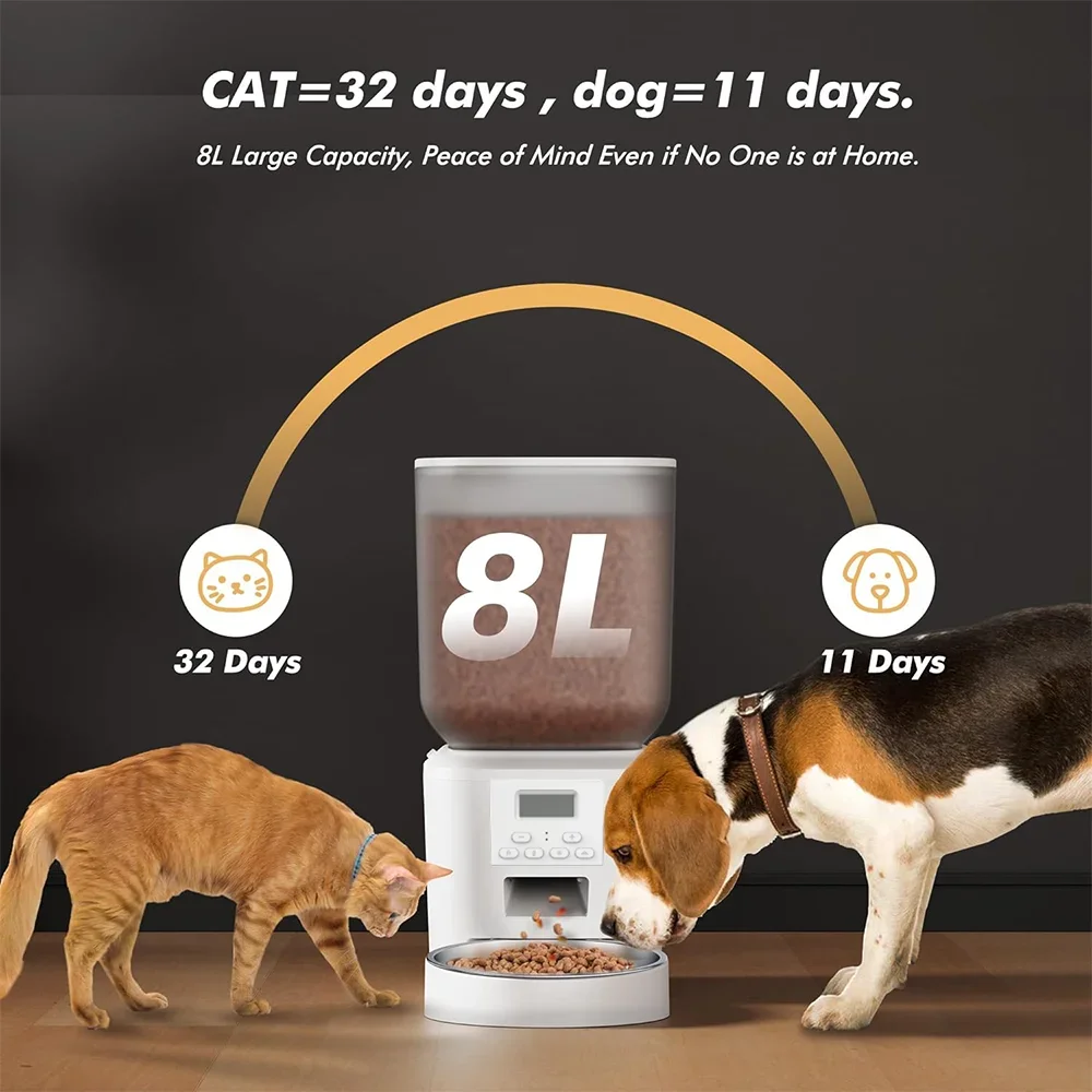 Furpipi 4L/8L Automatic Cat Feeder with Key Control Furpipi Manufacture User-Friendly Time Setting Feeder for Pets Dogs Cats