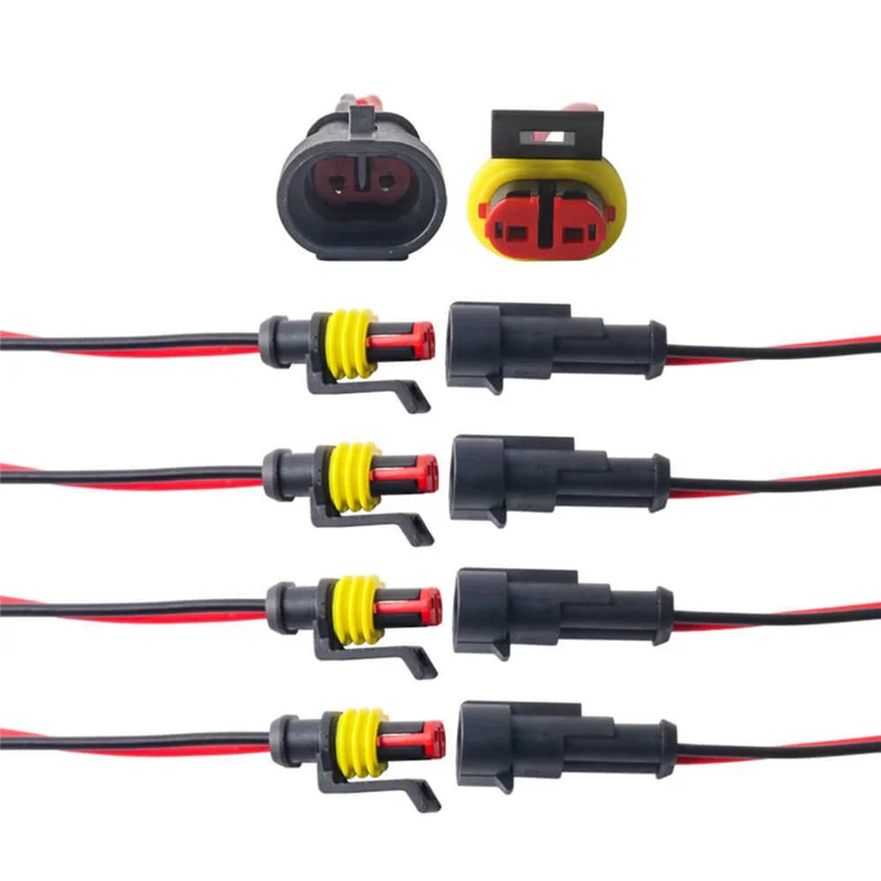 5 Pair 2 Pin Way Waterproof Electrical Wire Connector Plug Set Car Connectors with Cable for Motorcycle, Scooter Marine