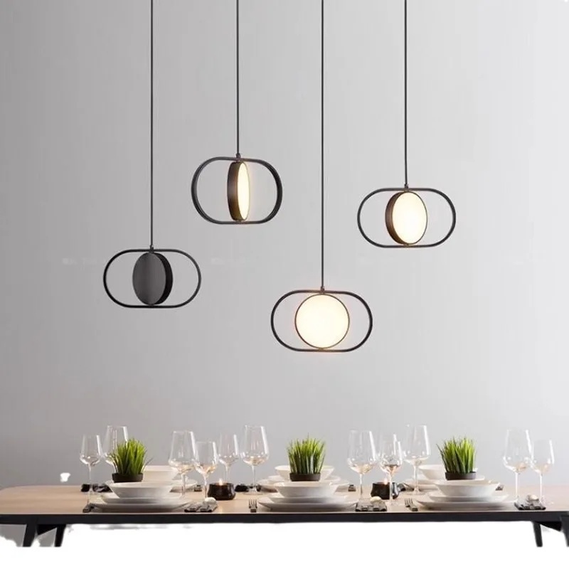 Nordic minimalist wrought iron rotatable art chandelier modern bedroom window restaurant cafe front desk chandelier