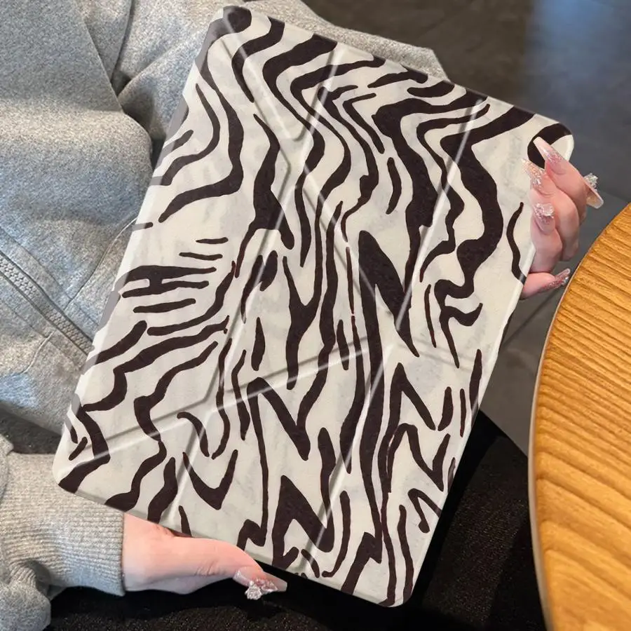 Plain Beige Zebra with Pencil Slot Case for Apple iPad Air 8 M2 M3 3 Mini 7 6 5 11th 12th Pro M4 13 2025 2026 10th Gen 9th Air