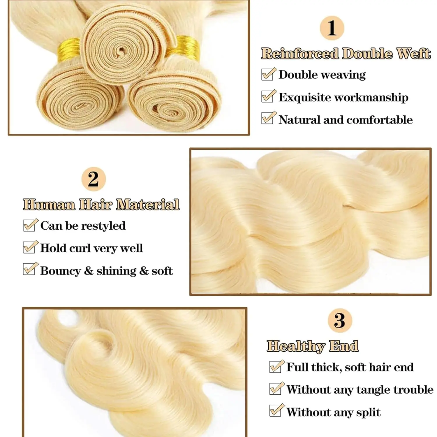 613 loira encaracolado extensão do cabelo brasileiro tecer dourado pacotes onda do corpo remy cabelo humano longo 10-30 Polegada para tecer rápido