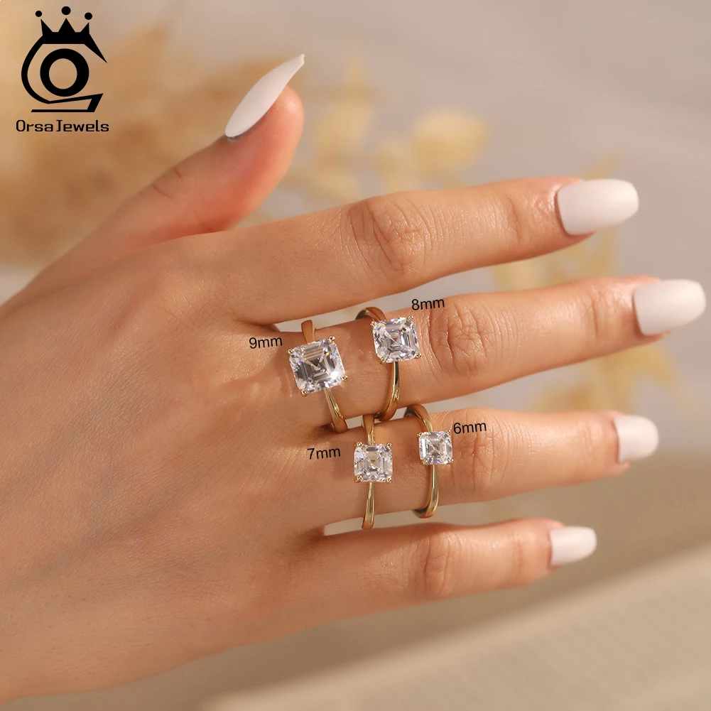 

ORSA JEWELS женские кольца с кубическим цирконием 8А, стерлинговое серебро 925 пробы, роскошные обручальные кольца, кольцо на палец Eternity Lady, ювелирные изделия LZR38