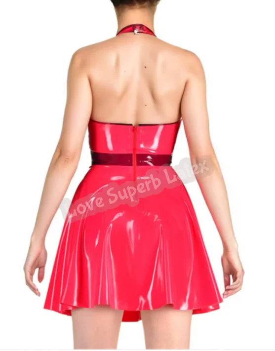 مثير امرأة اللاتكس اللباس كلوبوير مثير صنم المطاط ارتداءها الملابس الداخلية النساء تنورة صنم اللباس فستان متوهج.