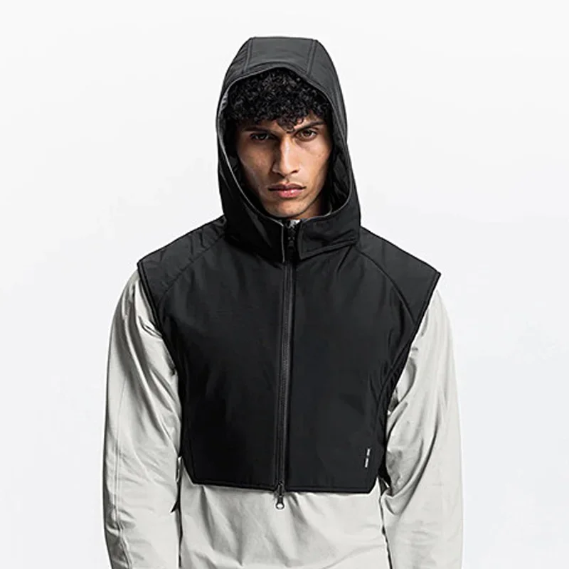 Mens Sports Reversible Motorcycle Reflect Hooded Vest Waterproof Outdoors Night Running Zipper Security Jackets Sleeveless Coat