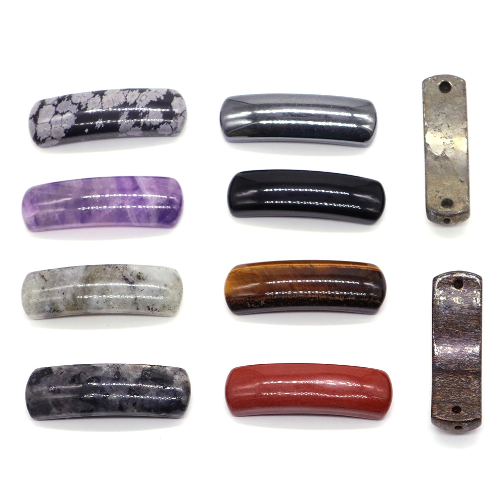 Rectangle Bar Strand Bead Natural Stones Crystals Quartz Reiki Healing DIY Bracelets Women Bangles Couples Jewelry Accessory