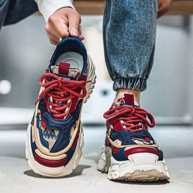 

Niche Design Men's Low Top Thick Soled Casual Shoes 2025 Autumn New Fashion Trend Versatile Comfortable Non Slip Chunky sneakers