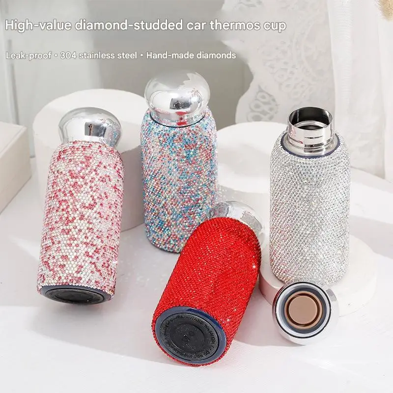 

220ml Bling Diamond Thermos Cup Stainless Steel Pocket Thermal Water Bottle Mini Vacuum Flask Portable Drinkware Coffee Mug