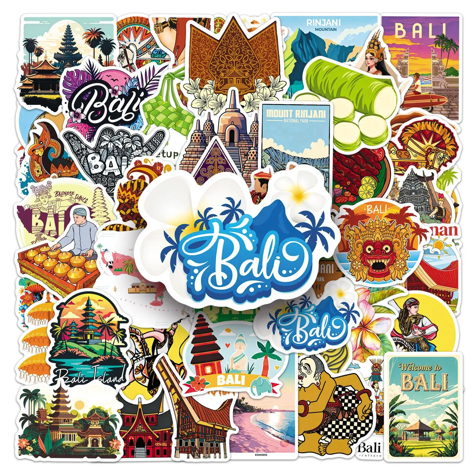 

50PCS Indonesia Outdoor Travel Stickers Creative DIY Decorative Phone Case Notebook Waterproof Water Cup Toy Gift Sticker